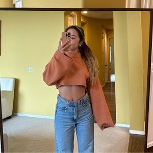 ASOS burnt orange long sleeve mock neck cropped sweater